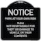 Signmission Park at Your Own Risk H.O.A. Not Responsible for Theft or Damage to Vehicles o, A-DES-BS-1818-23536 A-DES-BS-1818-23536 - alternate 1